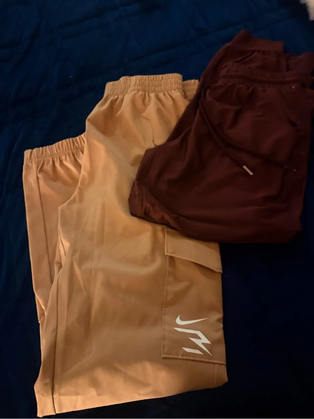 Nike light weight joggers Set in Tan and Burgundy